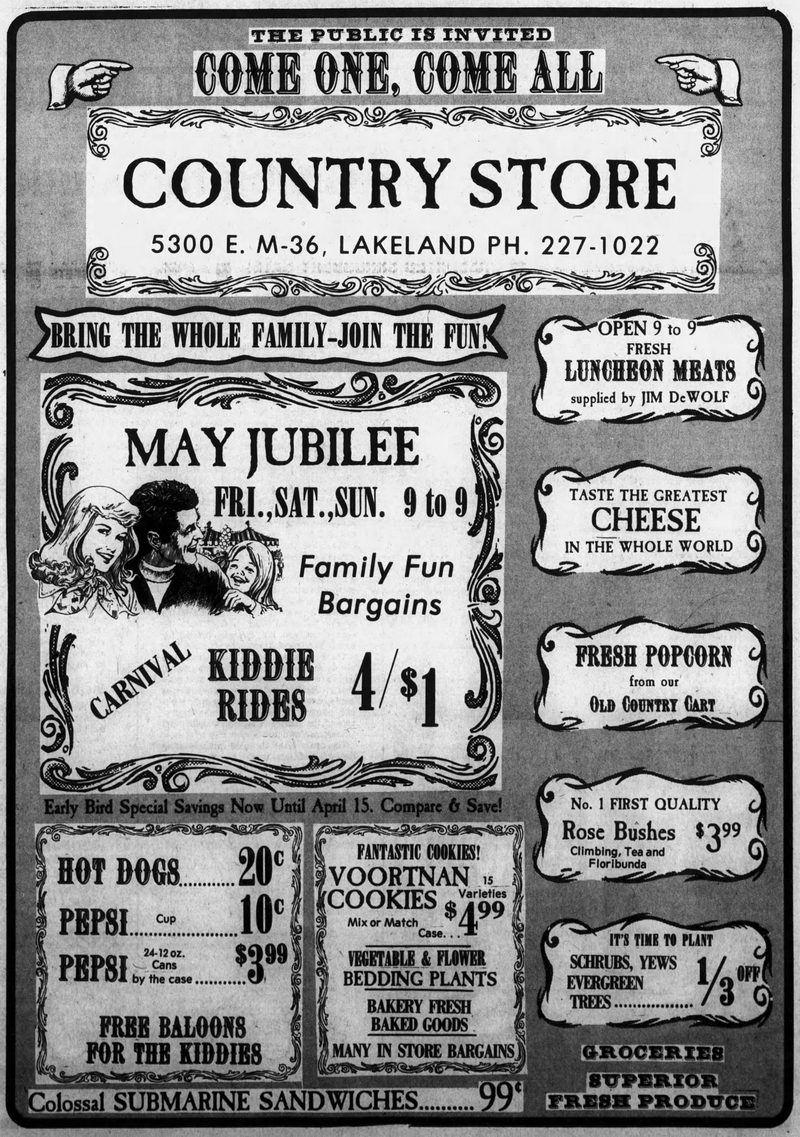 Rise and Grind (Coffee Pot, Bear Claw Coffee) - Wed May 18 1977 - Country Store Ad
